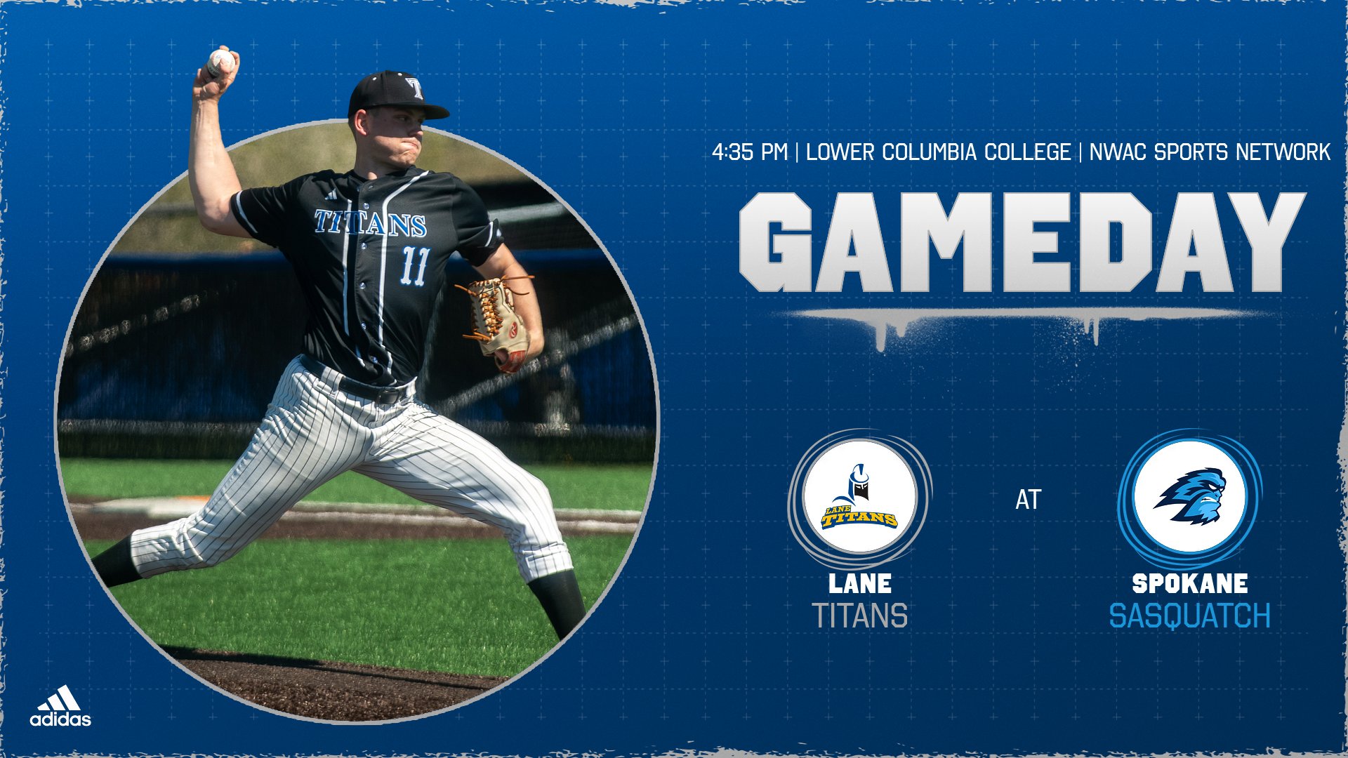 A baseball pitcher throws a fast ball with team logos and game day information.