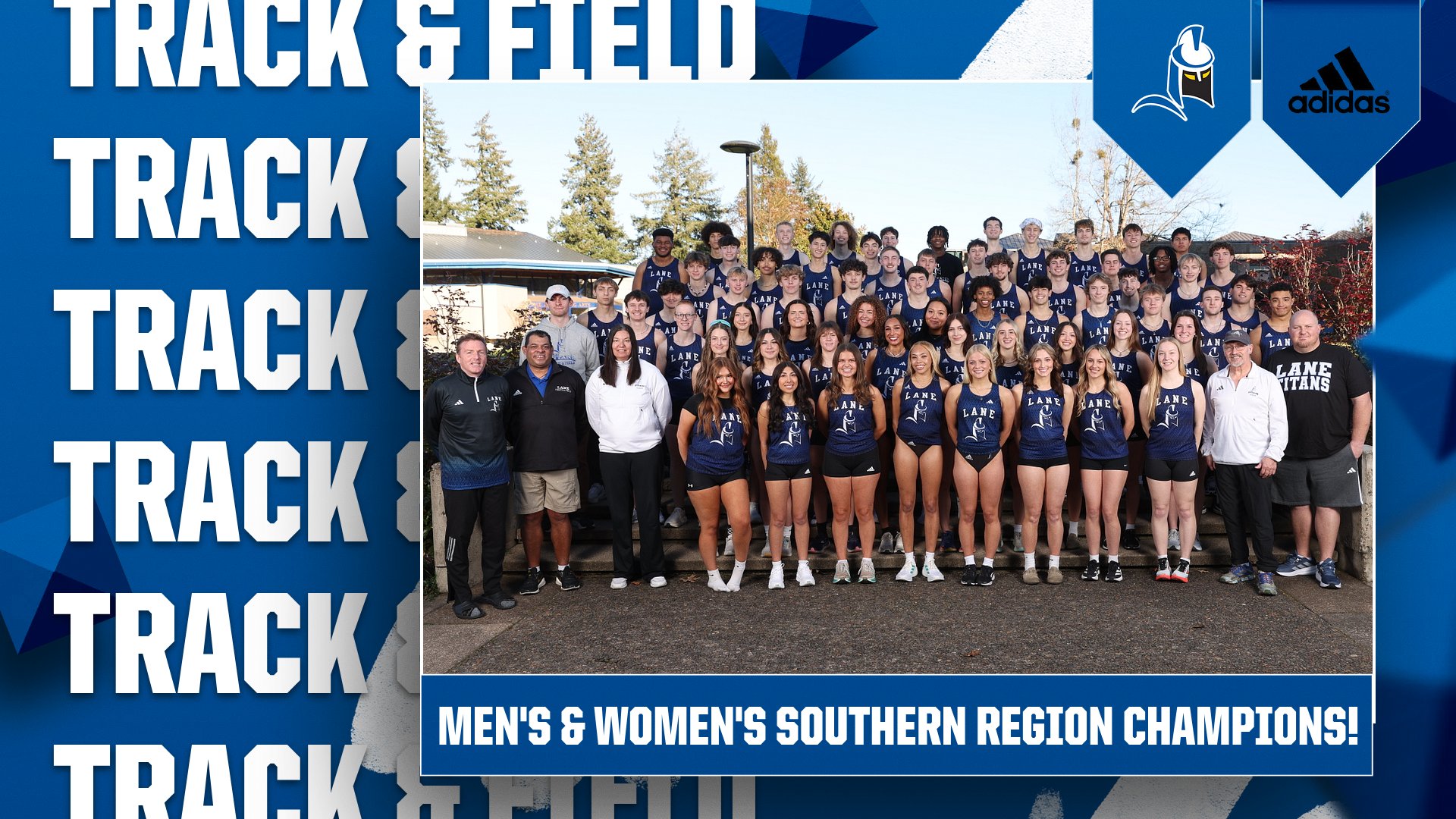 The Lane Titans track and field team poses for a photo.